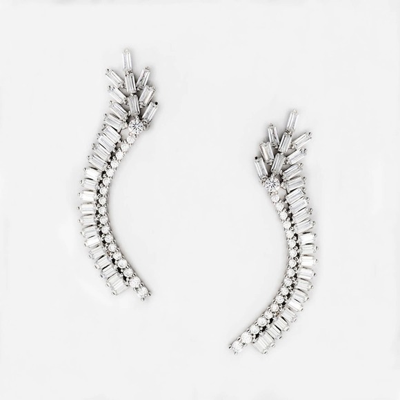 BAGUETTE PAVE EAR CLIMBERS  - WHITE SILVER - Picture 3 of 5